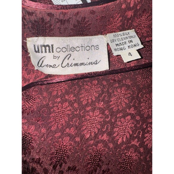 Vintage 80s Umi Collections By Anne Crimmins Silk Midi Dress In Ruby Red Size 4 - Picture 6 of 6